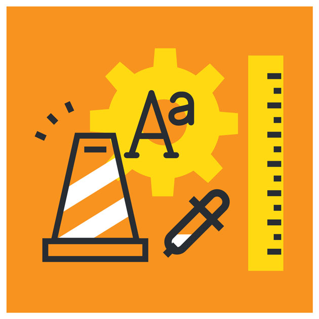 Graphic representing testing in our website design process