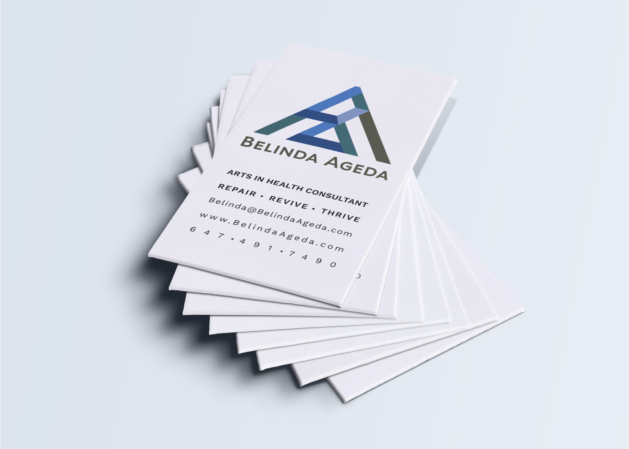 Business card design for Belinda Ageda, Arts in Health Consultant, a small business in Toronto, 08