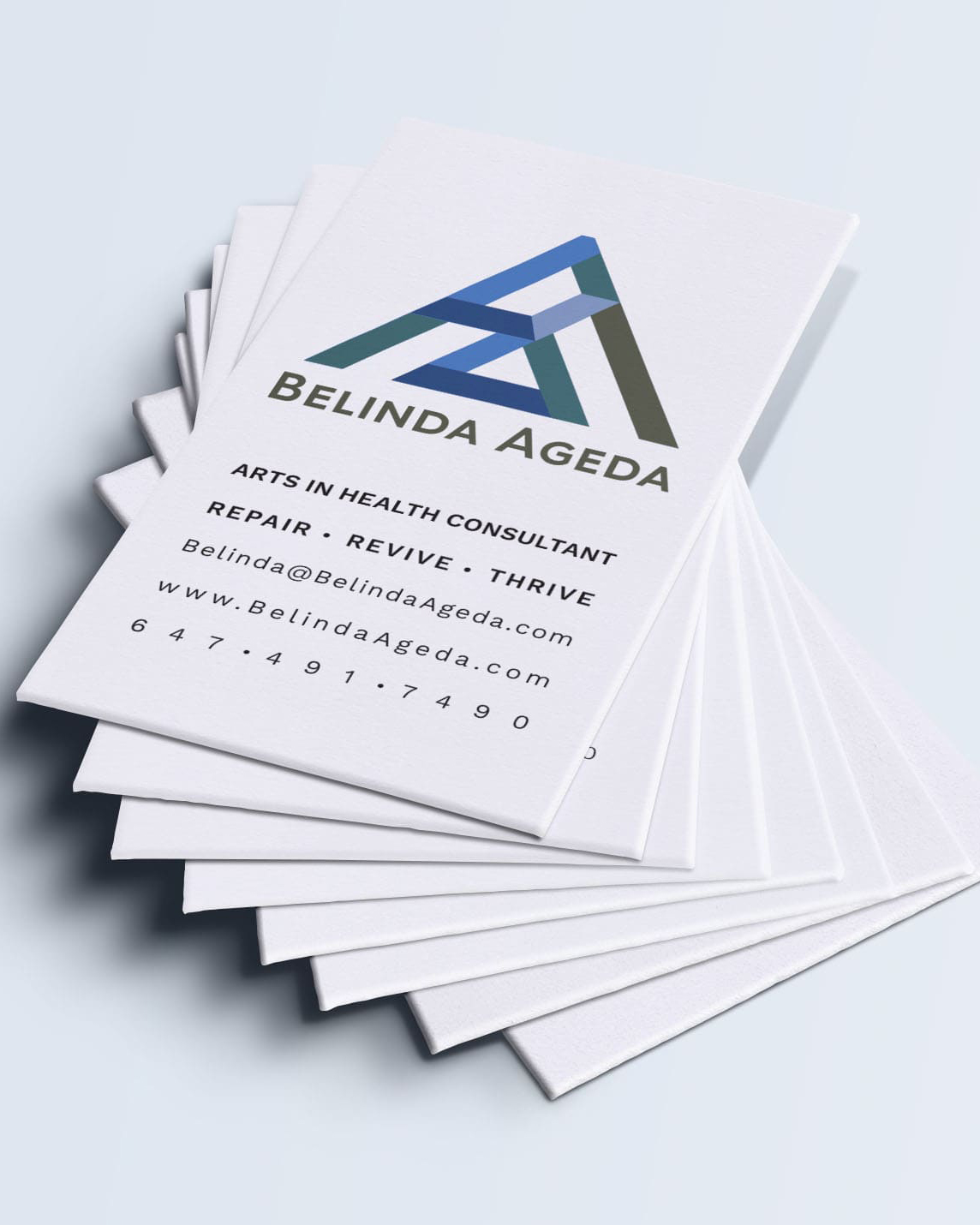 Business card design for Belinda Ageda, Arts in Health Consultant, a small business in Toronto, 06