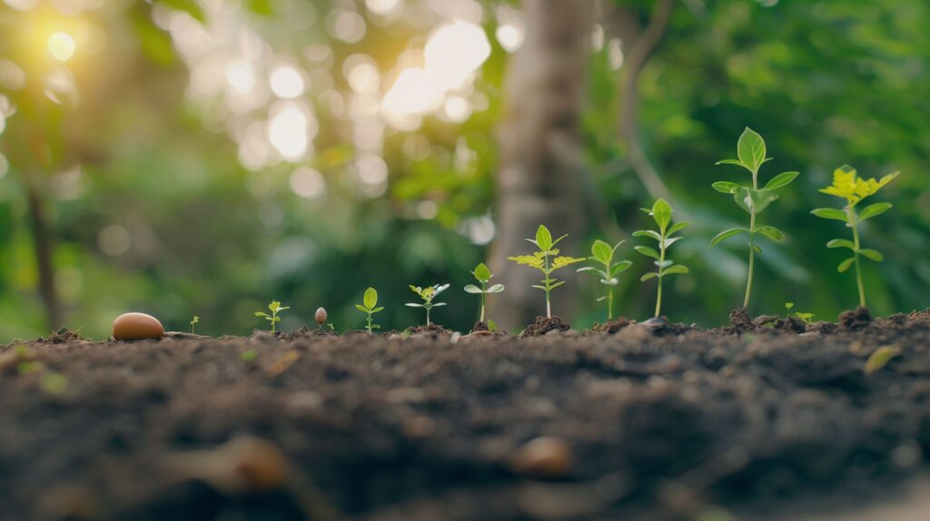Close-up of young plants growing in soil, symbolizing the growth and nurturing benefits of regular content updates for maintaining a dynamic and engaging website.